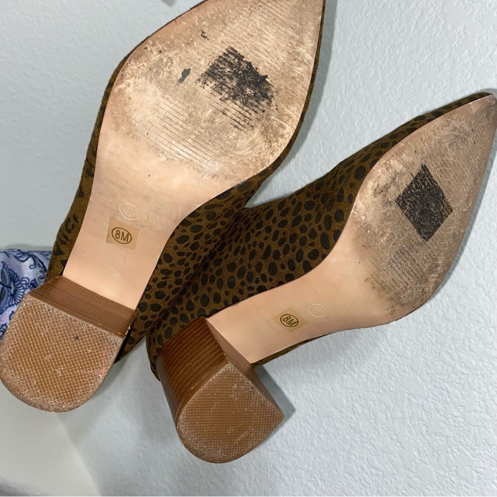 Leopard print faux suede zip up block heel boot 8 - Picture 9 of 9